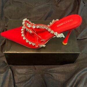 Fashion Nova Scarlet Rhinestone Heels